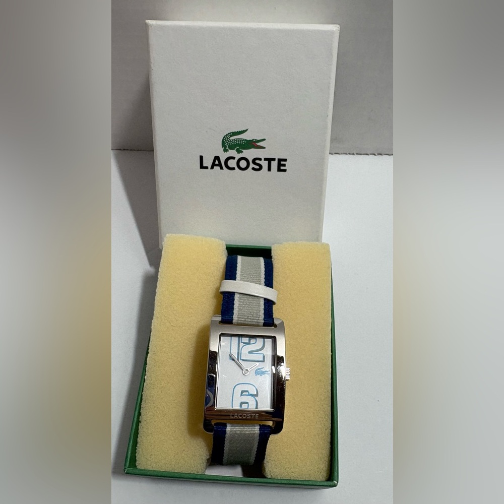 Lacoste Lacoste Watch Blue/Beige/White Grosgrain Strap